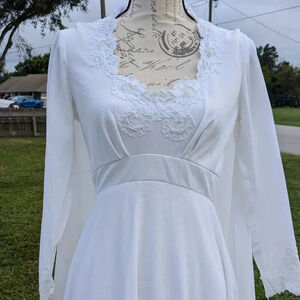 Vintage 1960s Exq Bridal Gown with Cape-Like Watteau Train